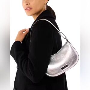Kate Spade New York Nina
Metallic silver Shoulder bag rhinestones trim hoops New
